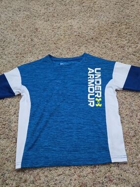 Boys Under Armour Blue and White Short Sleeve Boys' Athletic Tee